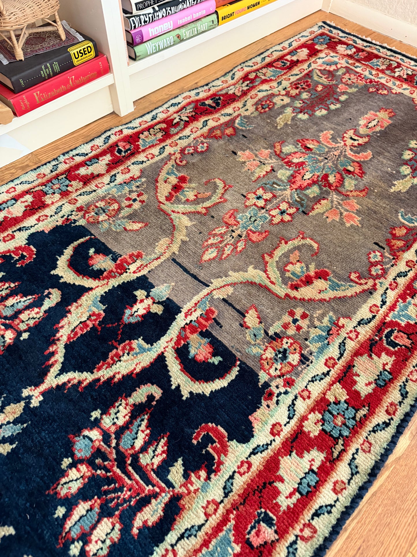 Midnight Bloom | Vintage Hand-Knotted Runner • 2'6" x 12'5"