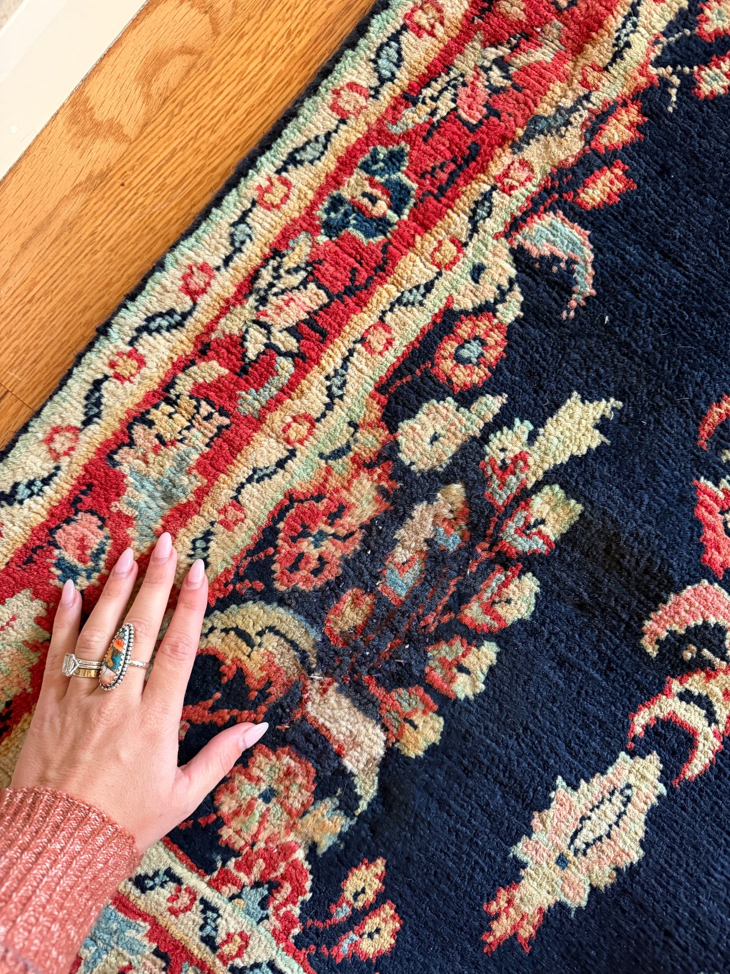 Midnight Bloom | Vintage Hand-Knotted Runner • 2'6" x 12'5"