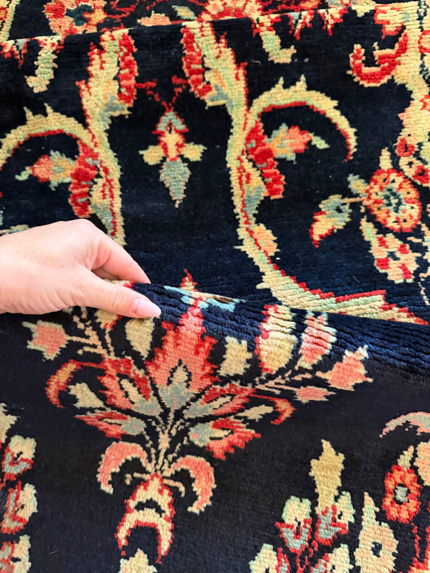 Midnight Bloom | Vintage Hand-Knotted Runner • 2'6" x 12'5"