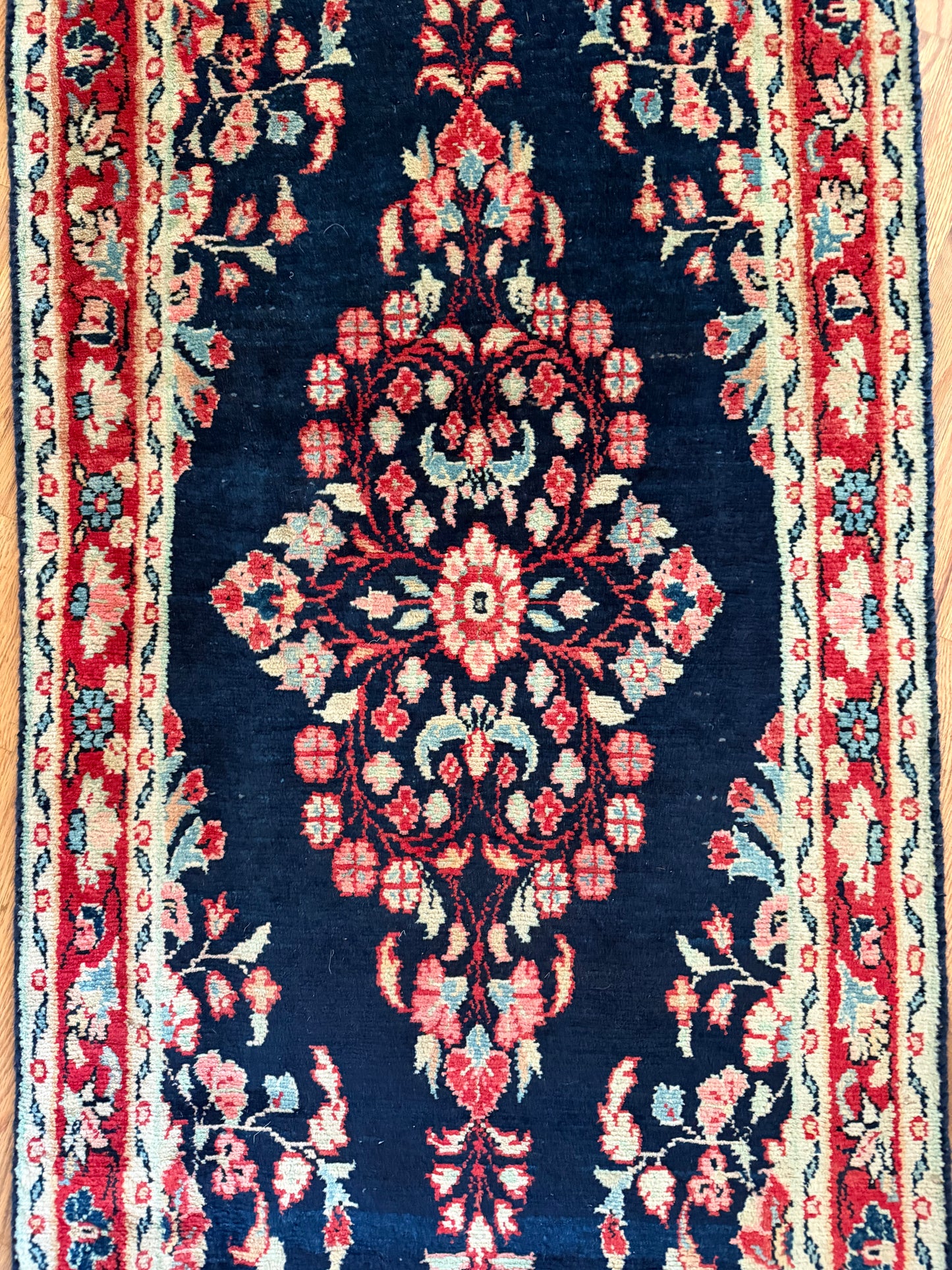 Midnight Bloom | Vintage Hand-Knotted Runner • 2'6" x 12'5"