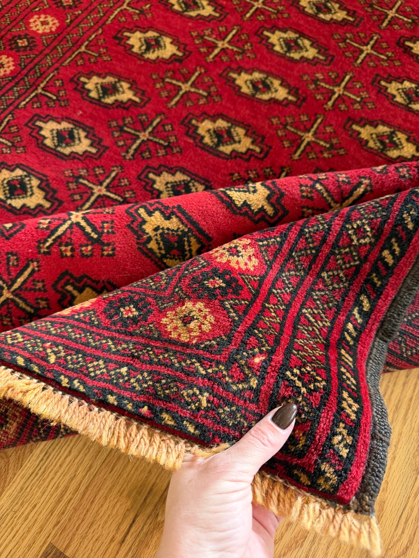 Garnet Gül | Vintage Turkmen Area Rug • 6'9" x 3'7"