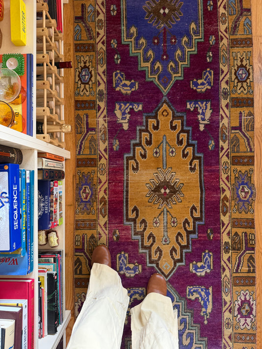 Amethyst | Vintage Hand-Knotted Wool Runner • 2'11" x 10'10"