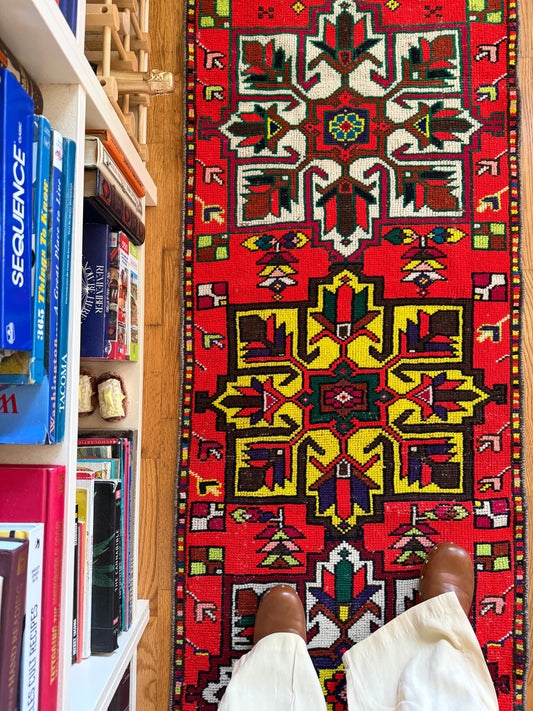 Carnelian | Vintage Hand-Knotted Wool Runner • 2'3" x 11'1"