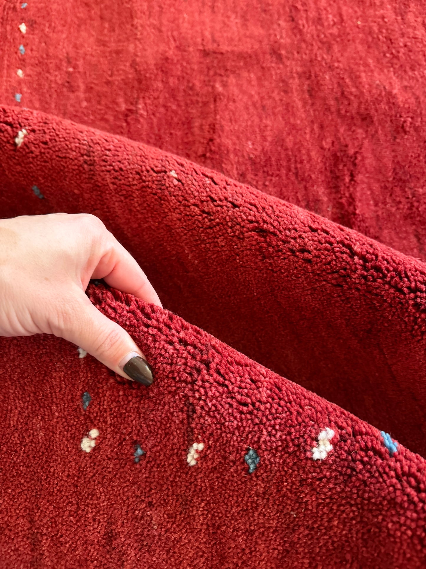 Ruby Rouge | Modern Wool Gabbeh Area Rug • 8'2" x 8'2"