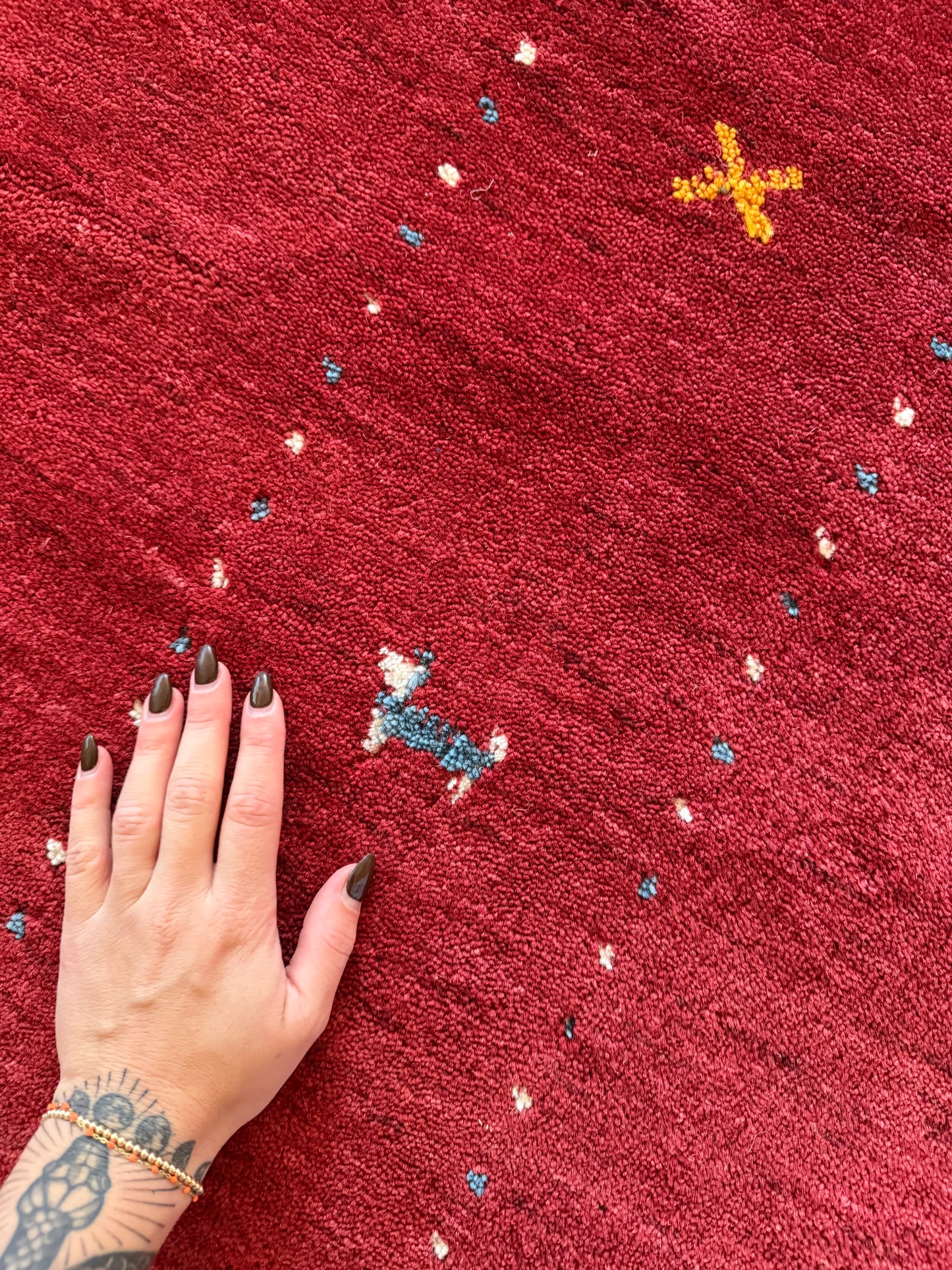 Ruby Rouge | Modern Wool Gabbeh Area Rug • 8'2" x 8'2"