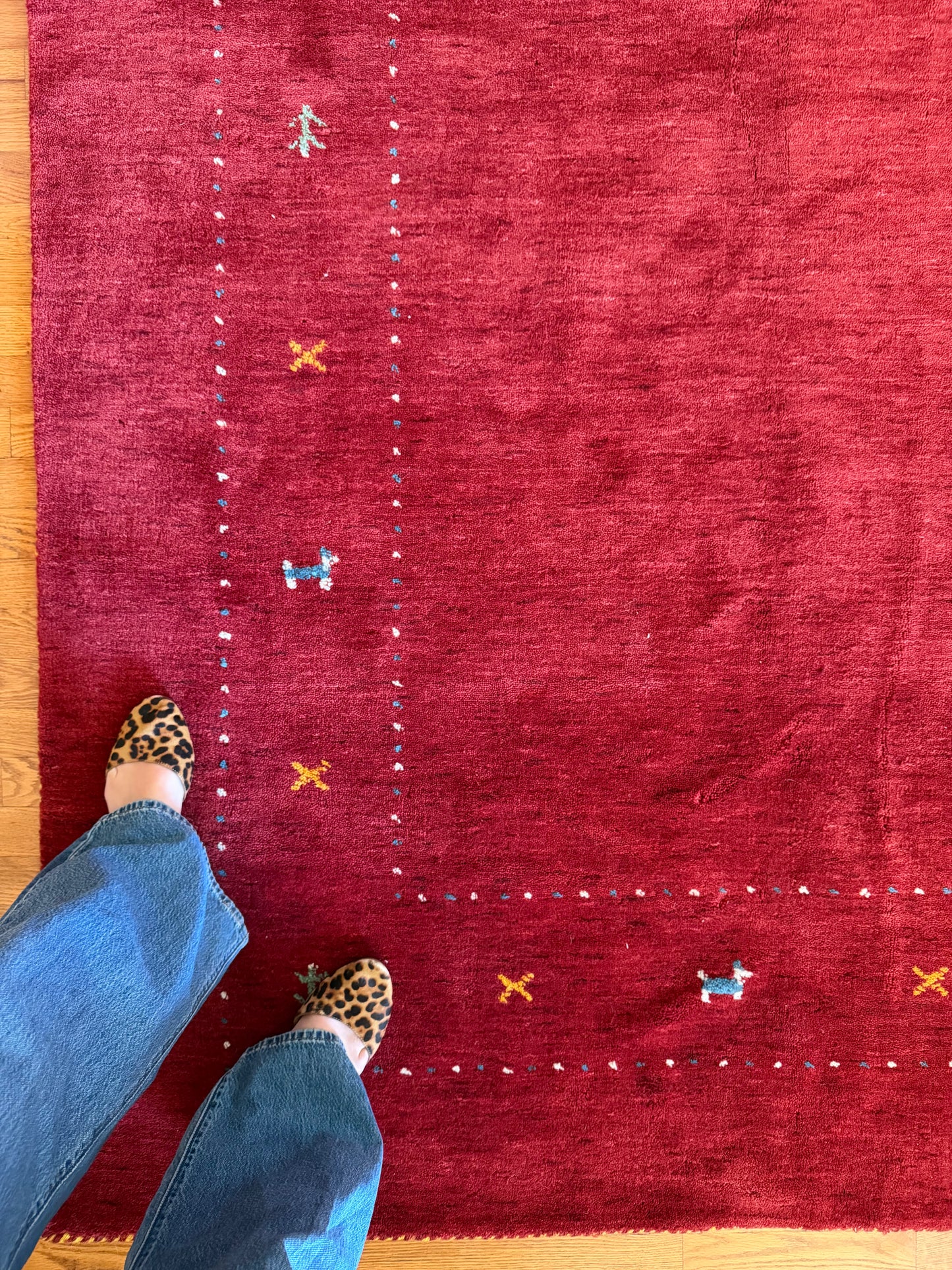 Ruby Rouge | Modern Wool Gabbeh Area Rug • 8'2" x 8'2"