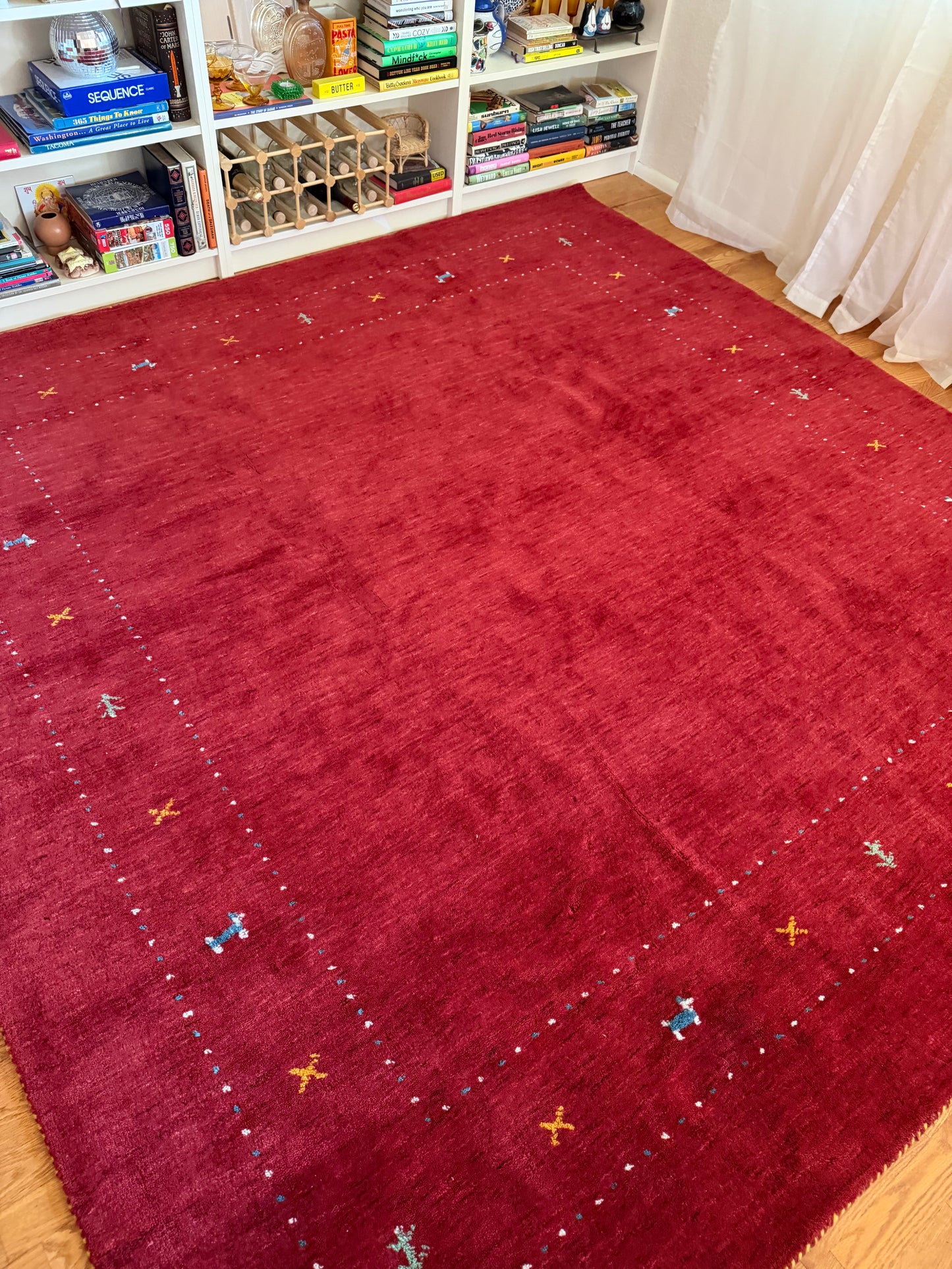 Ruby Rouge | Modern Wool Gabbeh Area Rug • 8'2" x 8'2"