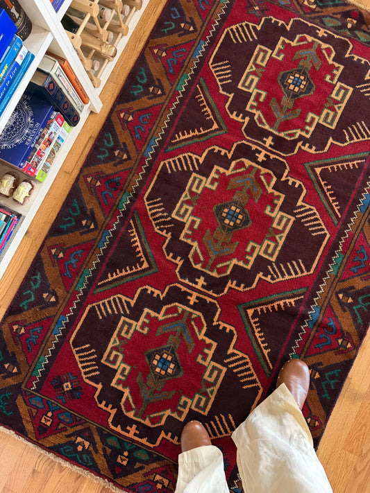 Saffron Soul | Vintage Afghan Baluchi Area Rug • 3'7" x 6'