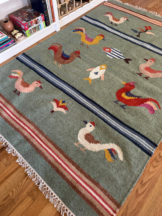 Folklore Bird Modern Wool Kilim - 4 x 6