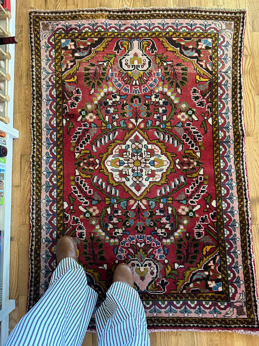 Bluebell Garden Vintage Persian Accent Rug - 3'7" x 5'