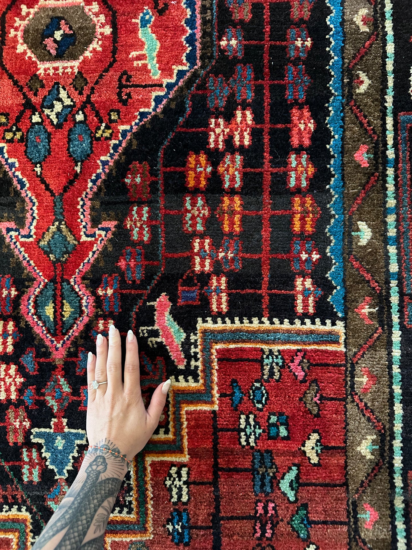 Midnight Hummingbird Vintage Hamadan Rug - 4’1” x 8’7”