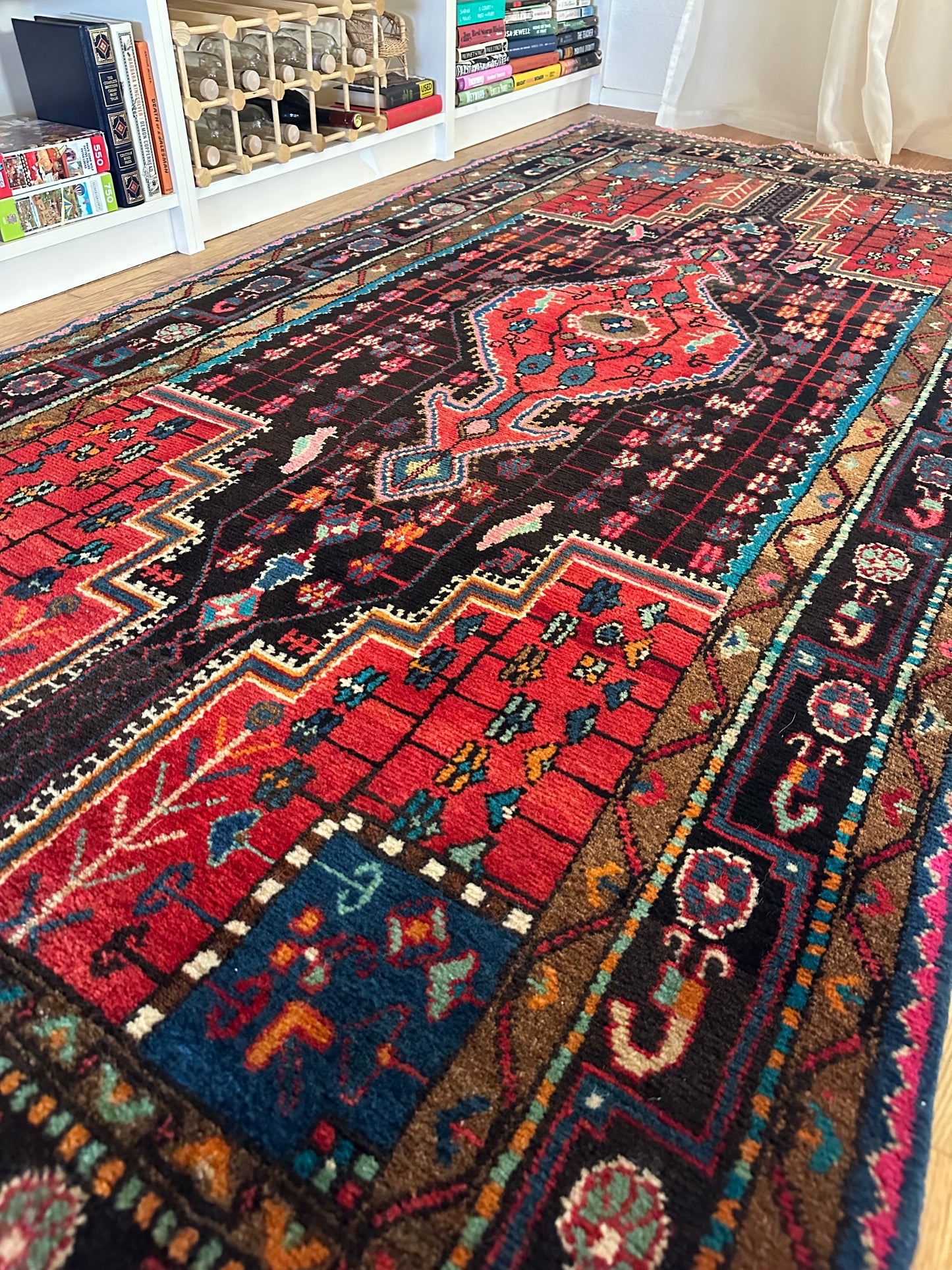 Midnight Hummingbird Vintage Hamadan Rug - 4’1” x 8’7”