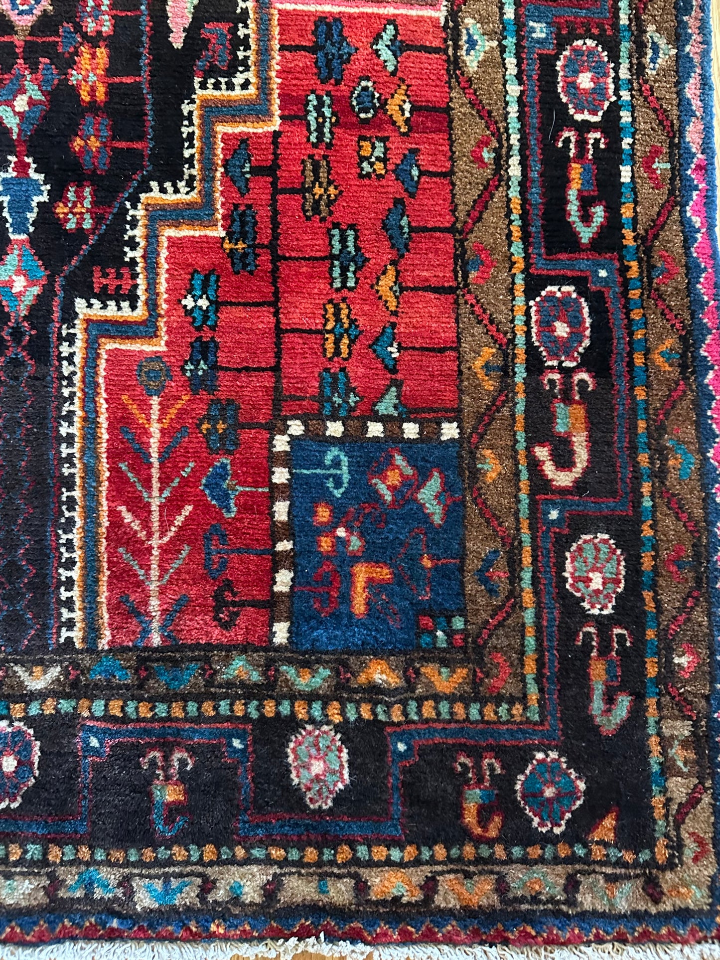 Midnight Hummingbird Vintage Hamadan Rug - 4’1” x 8’7”