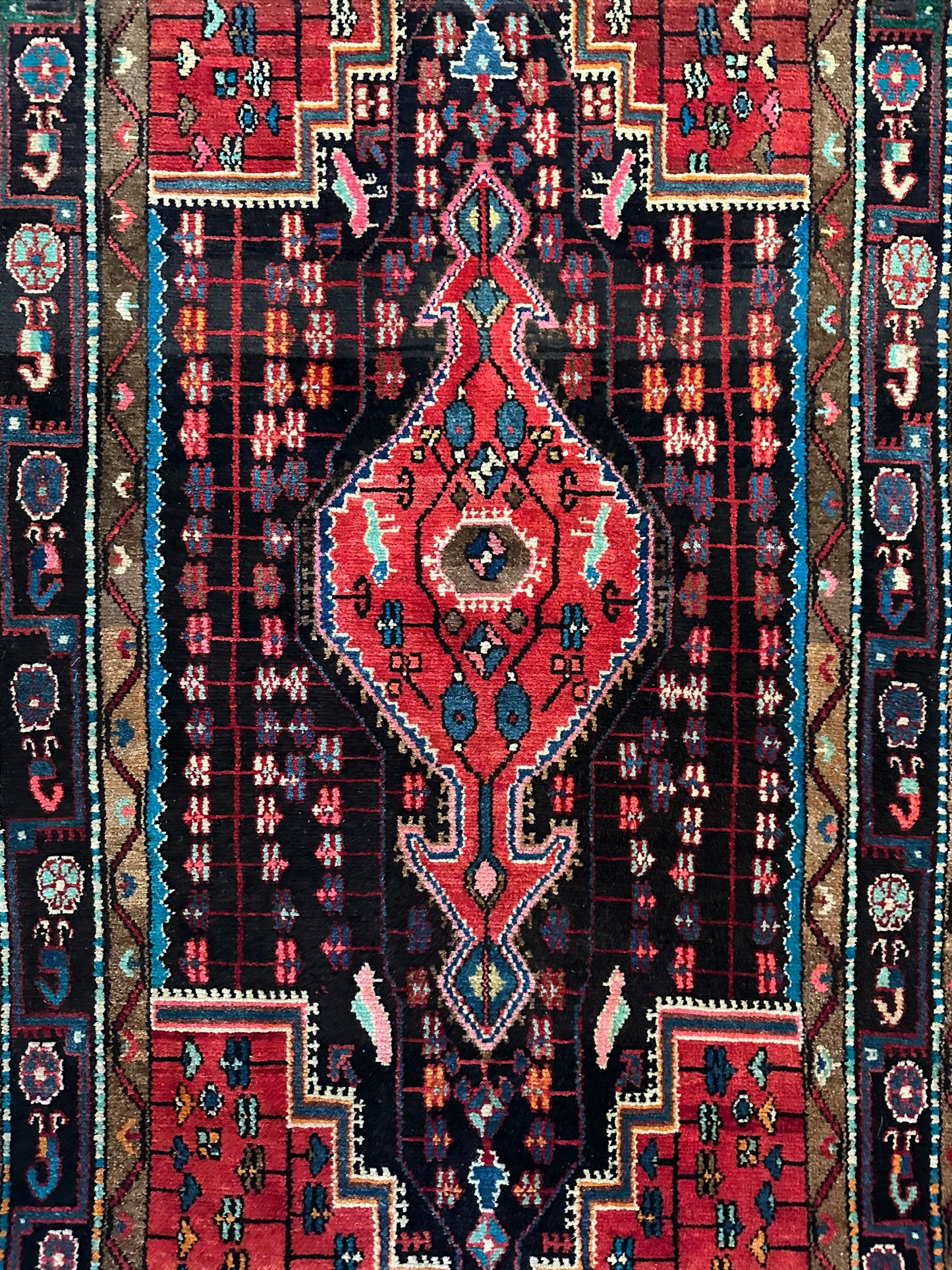 Midnight Hummingbird Vintage Hamadan Rug - 4’1” x 8’7”
