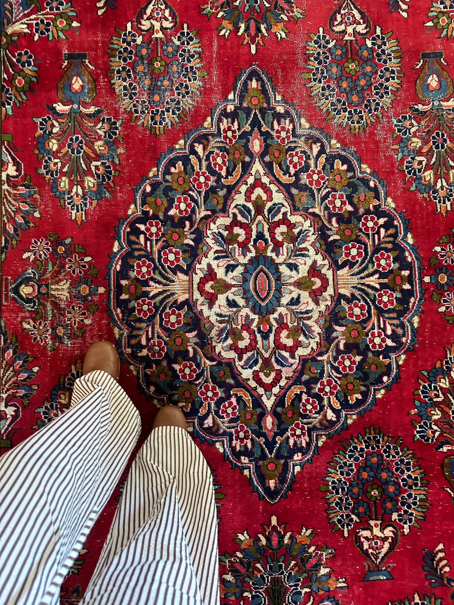 Large Vintage Heirloom Bouquet Persian Rug - 7'2" x 11'