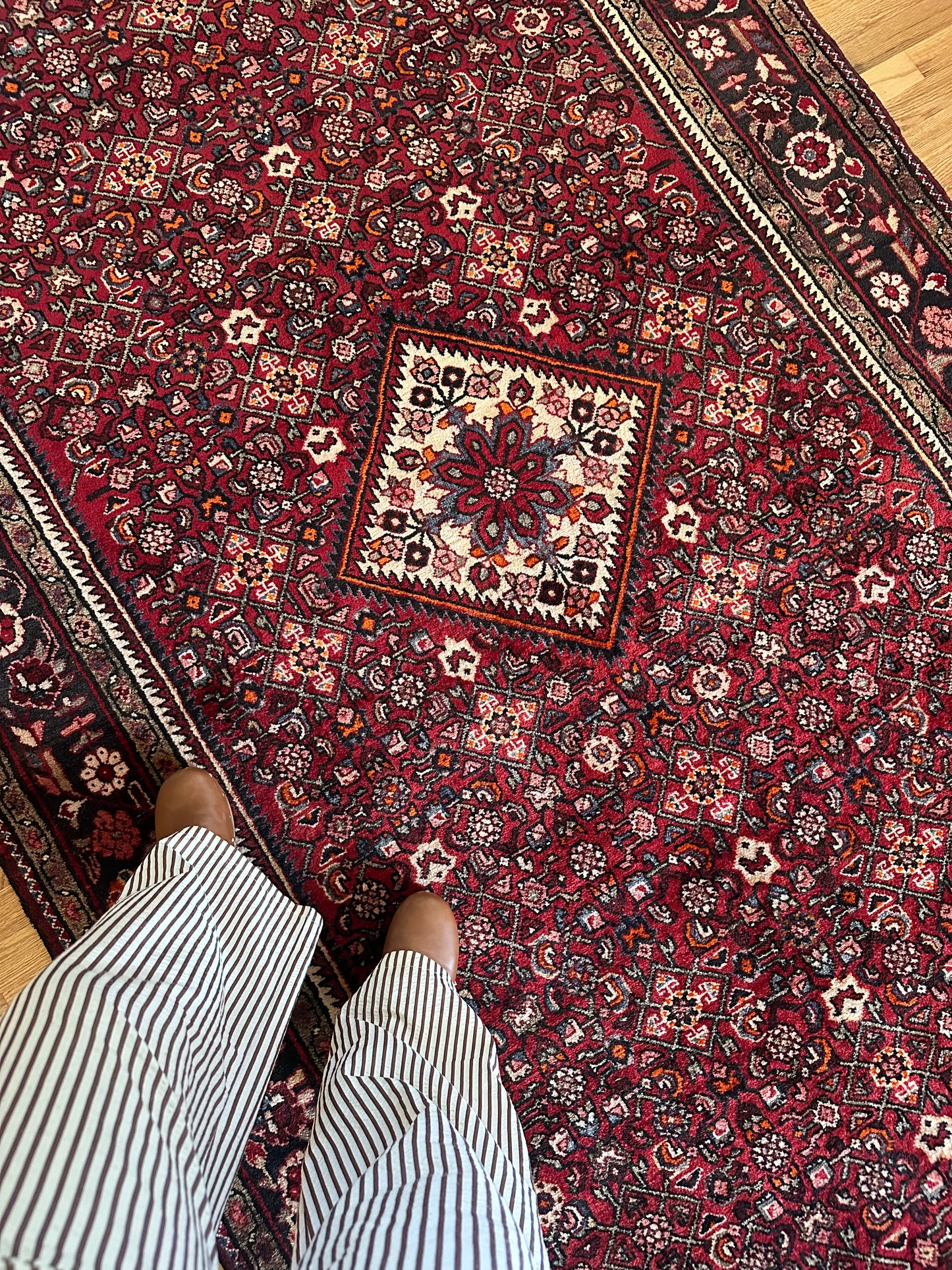 Garnet & Ivory - Vintage Persian Hamadan Gallery Rug – 5’5” x 10’9”