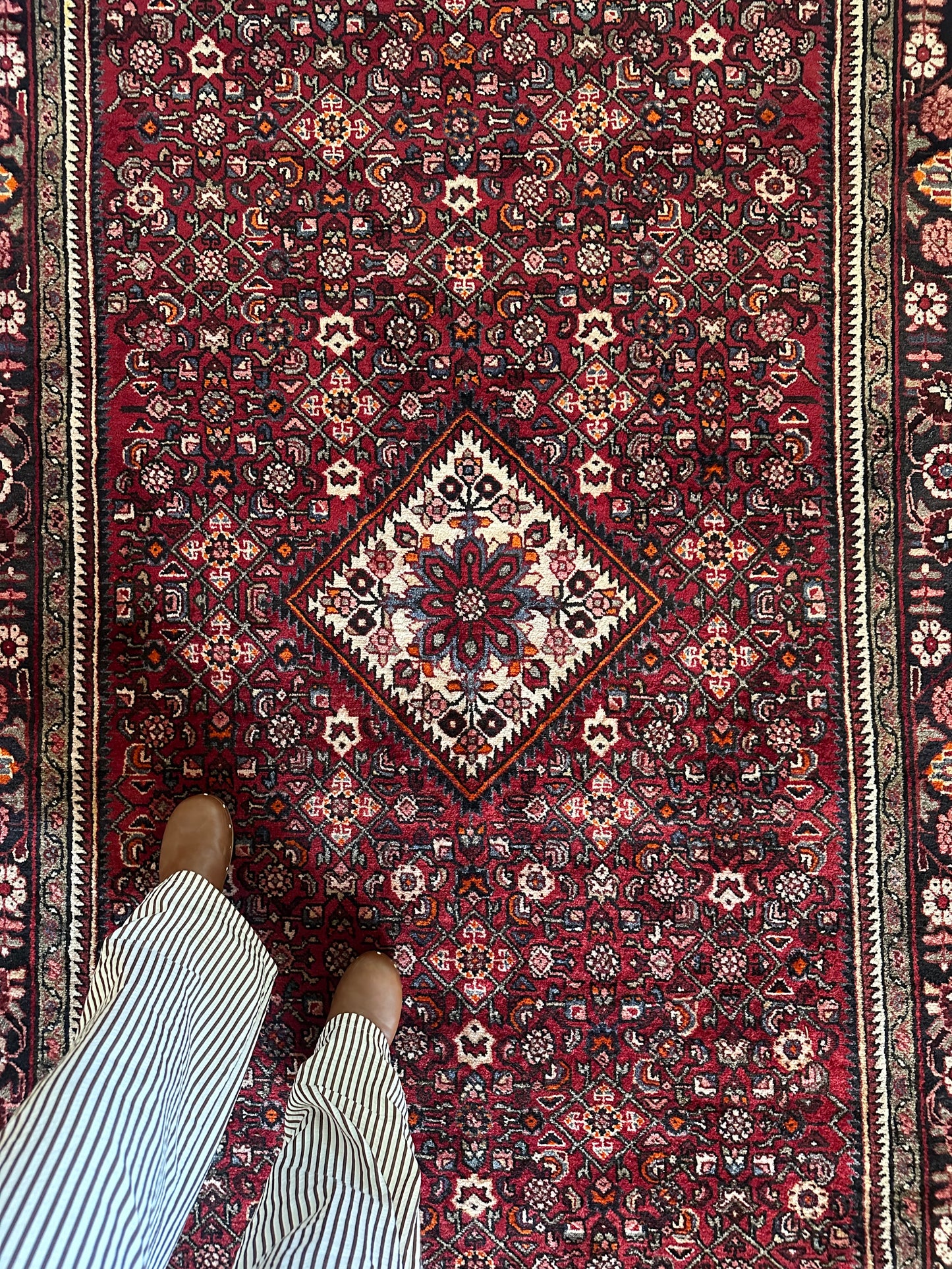 Garnet & Ivory - Vintage Persian Hamadan Gallery Rug – 5’5” x 10’9”