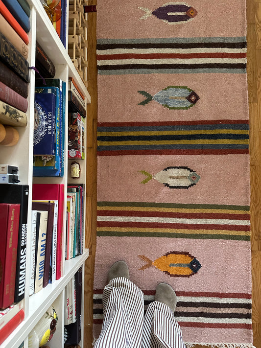 Blush Tide Runner - Modern Wool Flatweave Fish Runner - 2'6" x 8'
