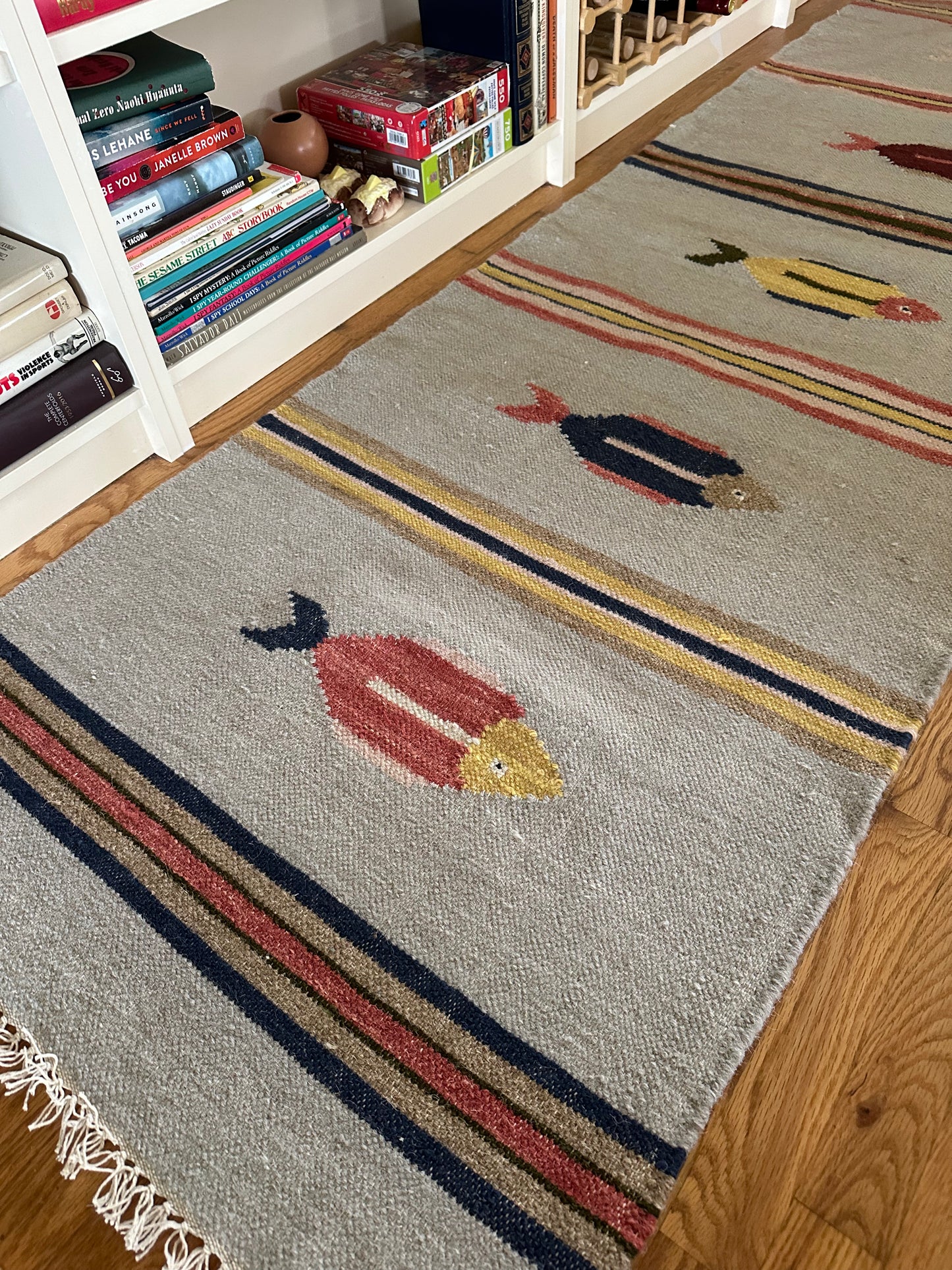 Saltwater Fish Runner - Modern Wool Flatweave Runner - 2'6" x 8' ft