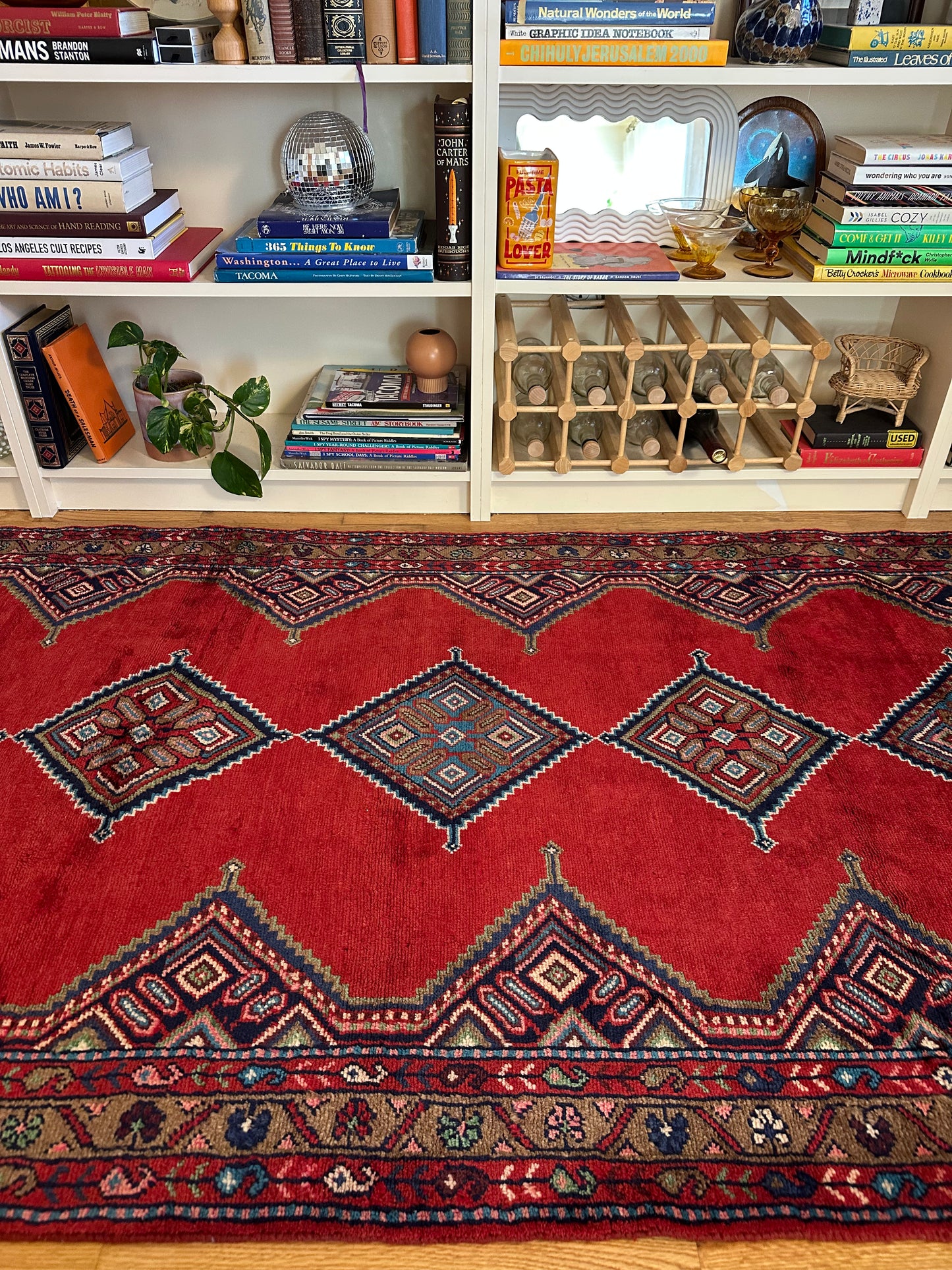 Madder & Indigo Kurdish Diamond Runner – 3'8" x 9' Vintage Tribal Rug