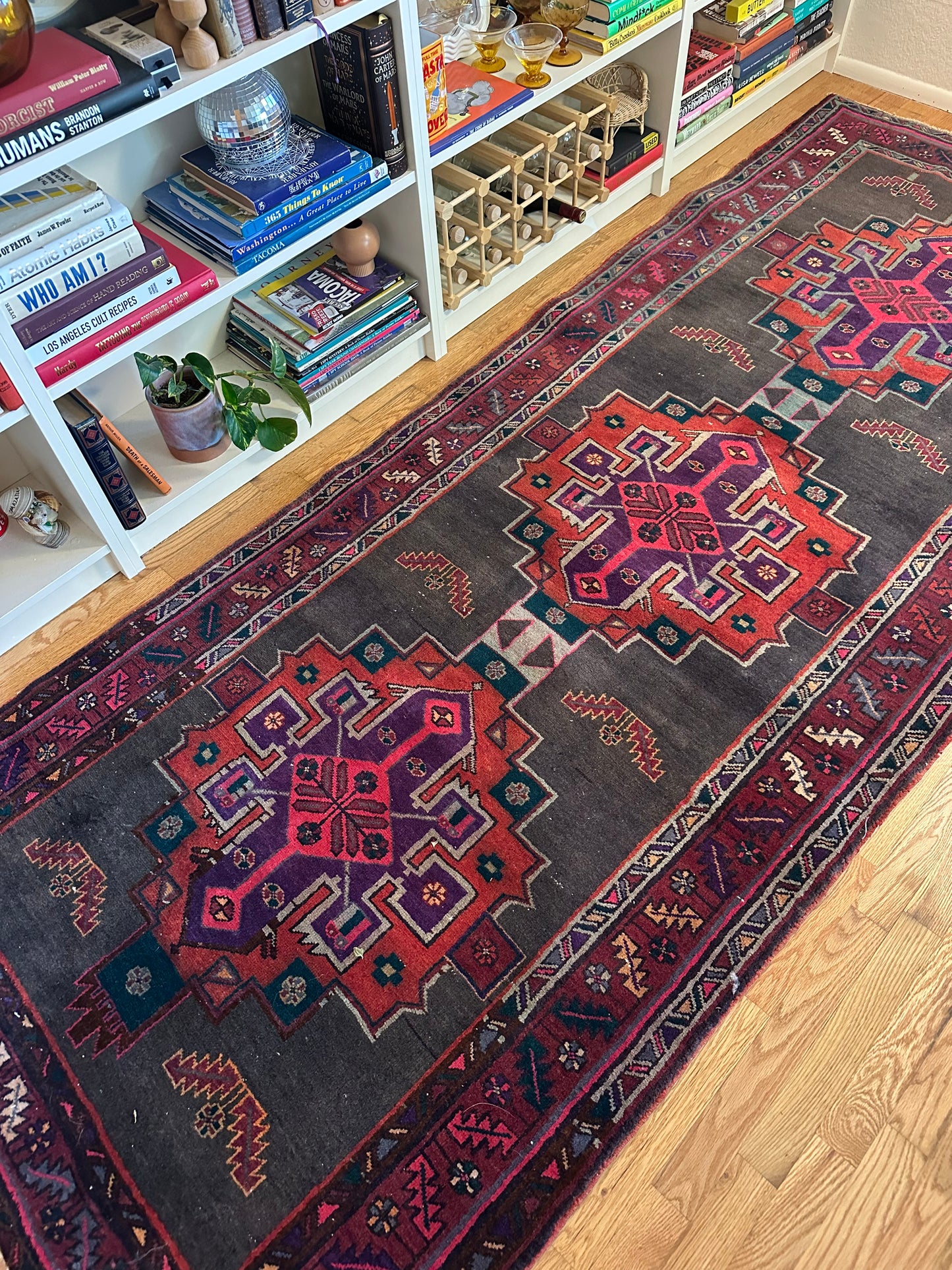 Vintage Anatolian Kurdish Runner – 3'10" x 9'10" – Midnight Carnation