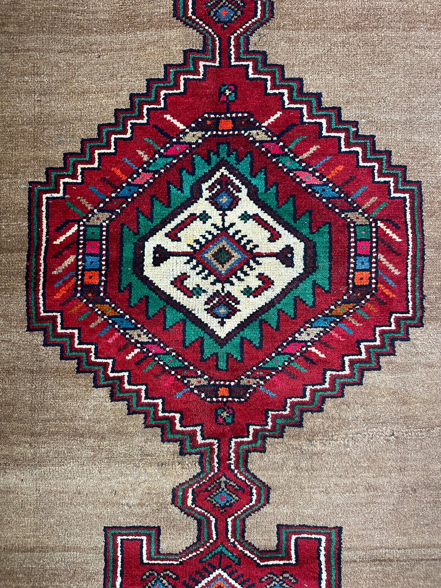 Vintage Anatolian Kurdish Runner with Caucasian Medallion Motif - 8'3" x 4'9"