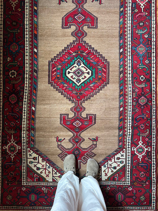 Vintage Anatolian Kurdish Runner with Caucasian Medallion Motif - 8'3" x 4'9"