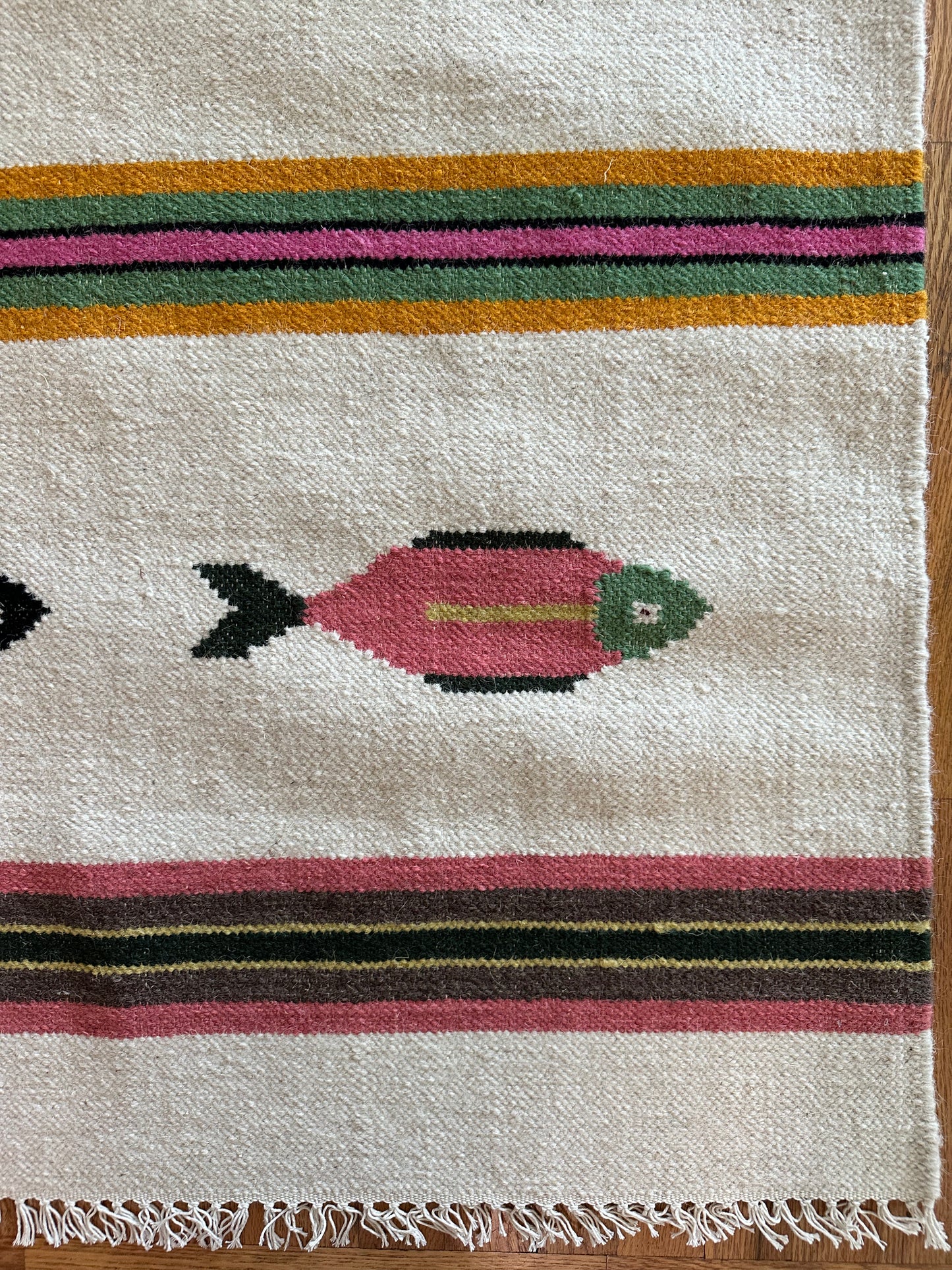 Modern Anatolian Fish Motif Rug in Cream | 6x9