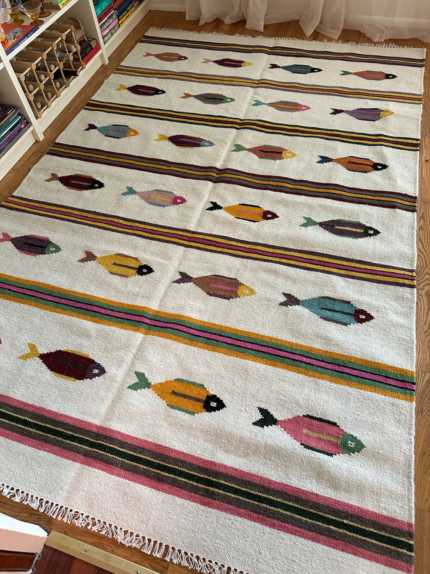 Modern Anatolian Fish Motif Rug in Cream | 6x9