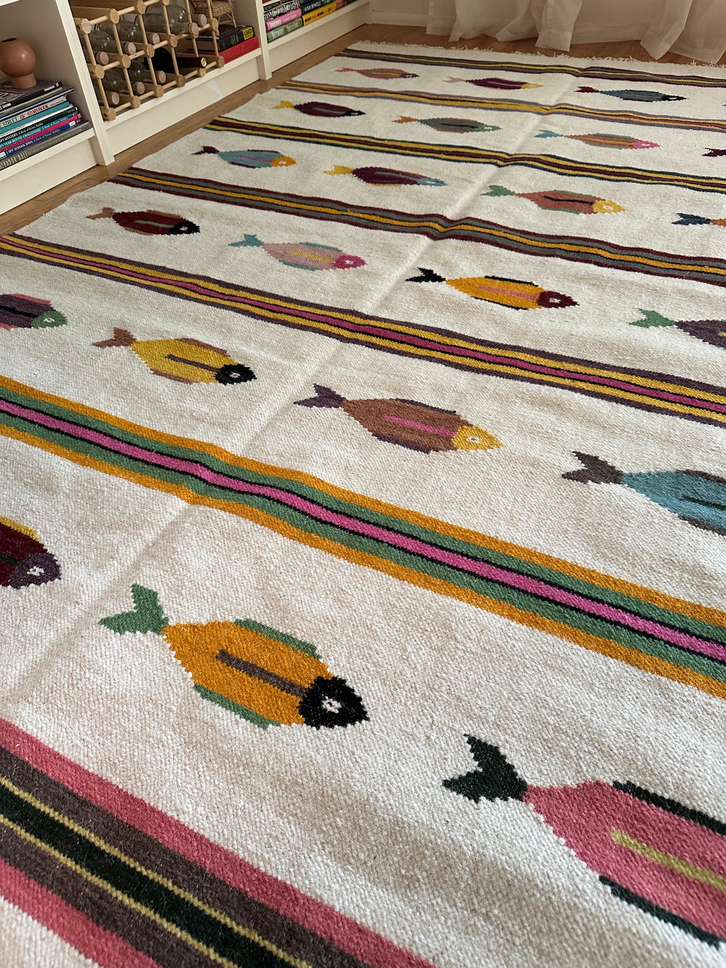 Modern Anatolian Fish Motif Rug in Cream | 6x9