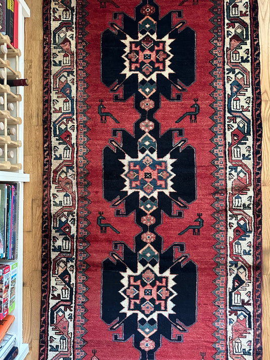 Vintage Northwest Persian Animal Motif Runner - 9’11” x 3’5”