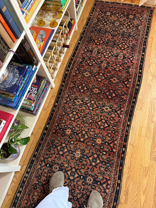 terracotta navy Vintage Kurdish Persian Runner