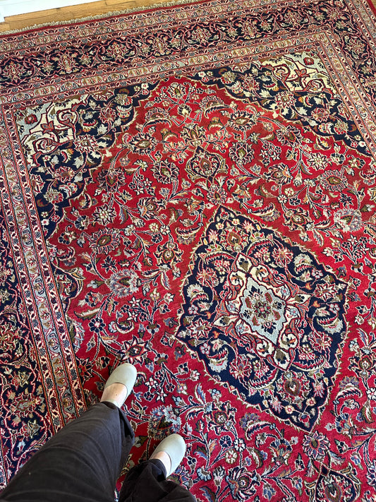 Oversized Vintage Persian Medallion Rug – 11'1 x 8'2"